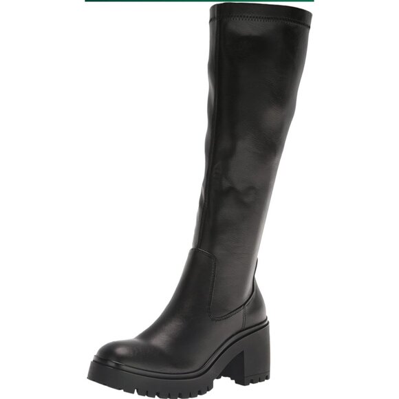 BLONDO ROUSE Size 8 Black Waterproof Leather Knee-High Lug Platform Boots - Picture 2 of 16